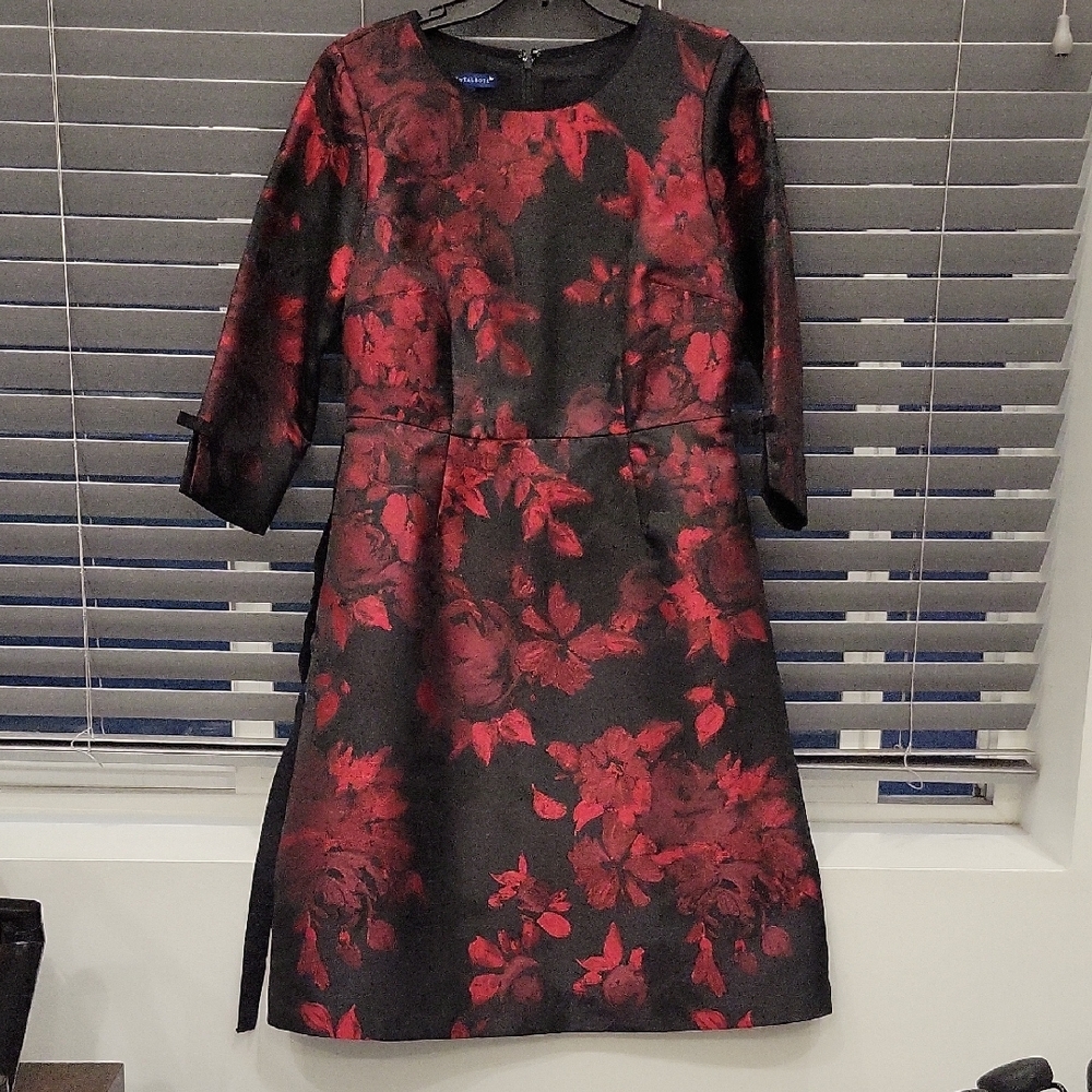 Elegant Black and Red Floral Dress